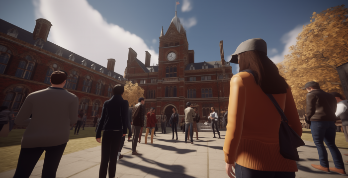 lukanyc. VR model of teacher talking to students in university